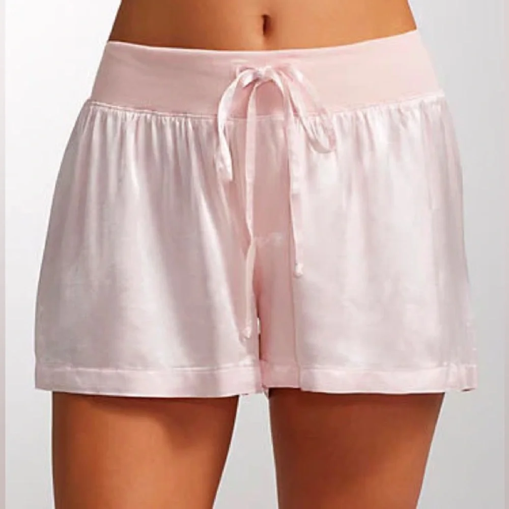 PJ Harlow Mikel Pink Satin Sleep Shorts - Picture 1 of 7